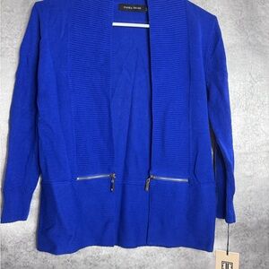 Ivanka Trump Royal Blue Cardigan with Zipper Accents NWT XS